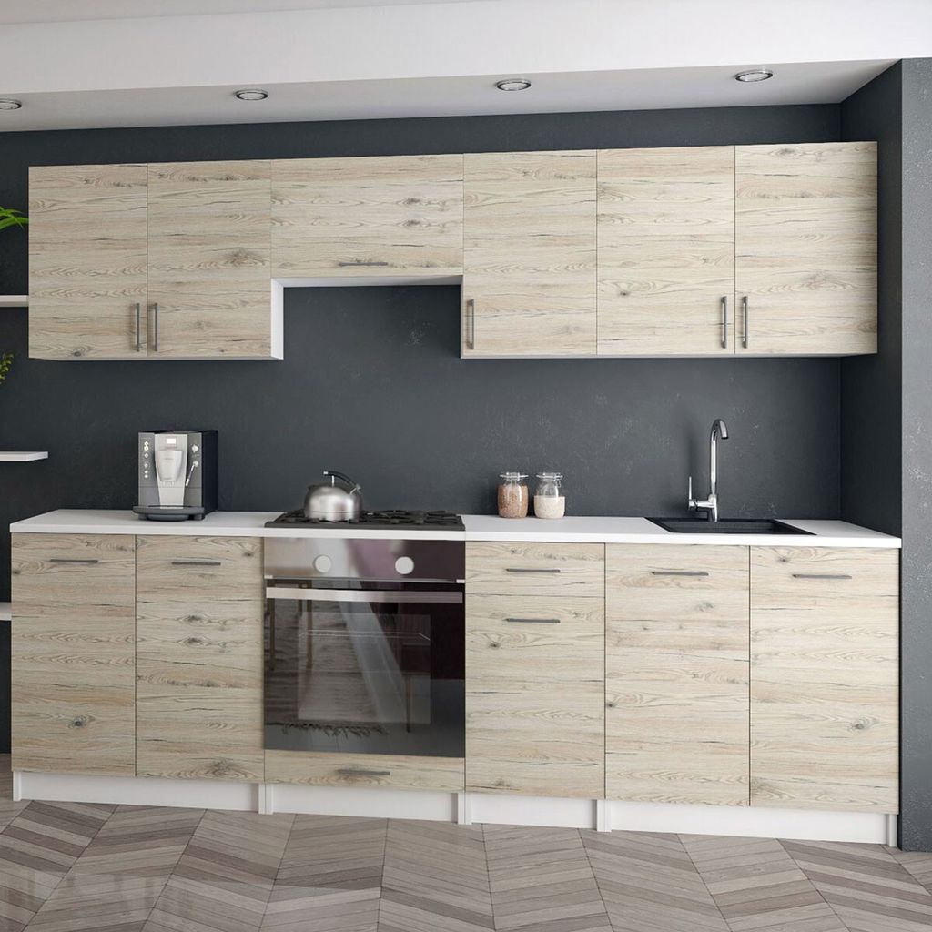 Roe Furniture Leco Küchenzeile 240 cm, Eiche Bordeaux Produktbild 