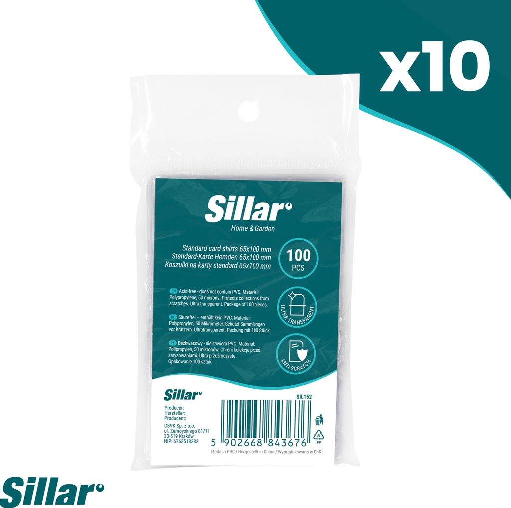 Sillar Standard 65 x 100 mm 50 Mikron Sammelkartenhüllen 1000 Stück