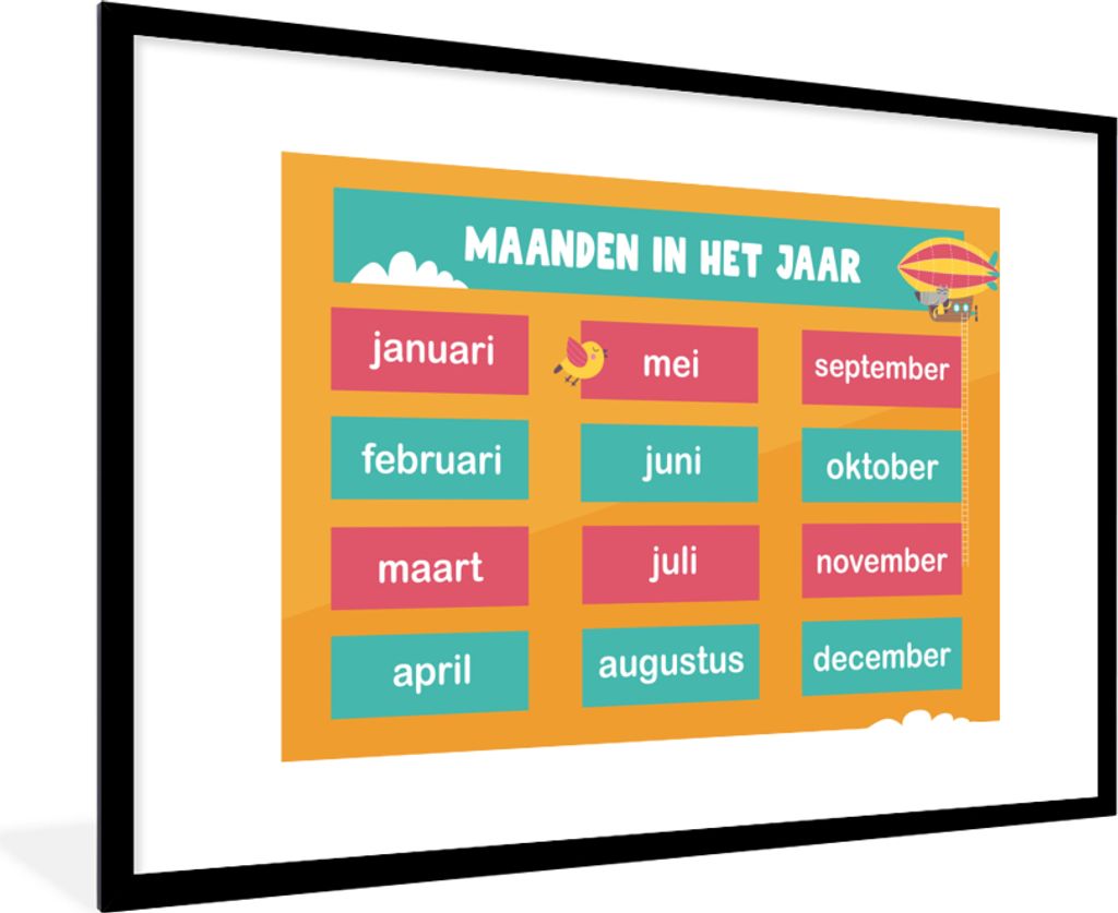 MuchoWow MuchoWow Gerahmtes Poster Kindergarten - Bildung - Jahr - Mädchen - Jungen - Kinder 90x60 cm - Poster mit zchwarzem Bilderrahmen - Wa...