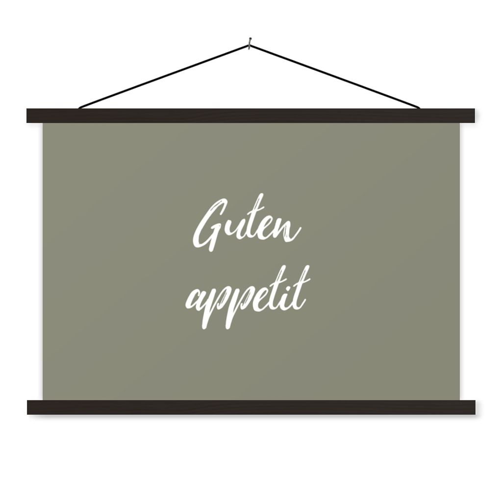 MuchoWow Textilposter Guten Appetit - Zitate - Bon appetit - Sprichwörter 90x60 cm mit schwarzem Rahmen - Aufhängungssatz