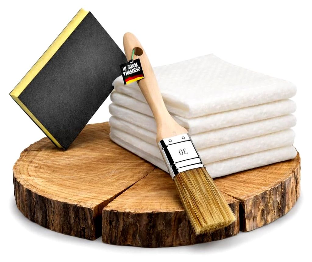 Holzpflege-Set mit 5 Ölsaugtüchern, Schleifschwamm K220 und Pinsel für den Heimgebrauch