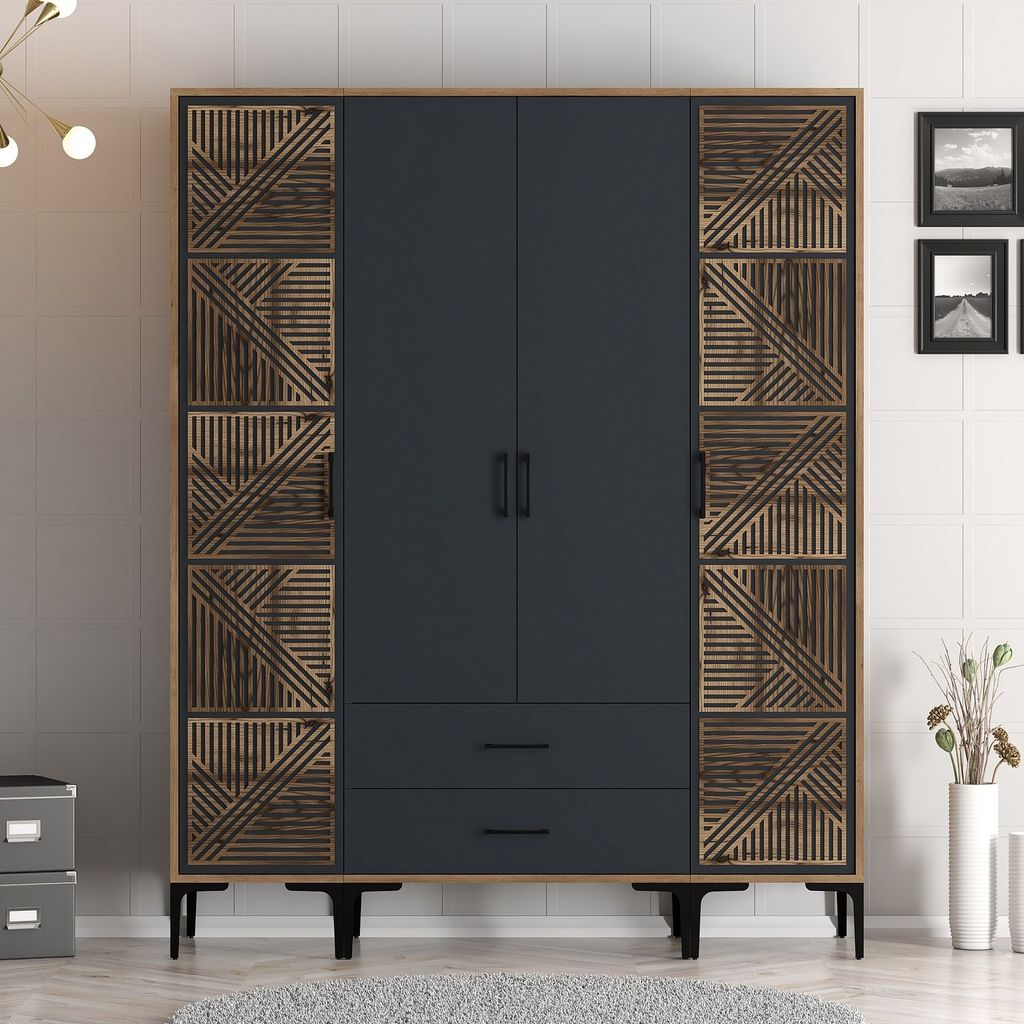 Skye Decor, Kumsal PTP - Noyer, Anthracite, Armoire, Noyer, Image du produit 
