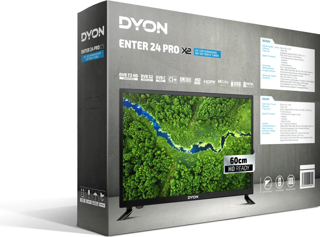 TV LED 24 Pouces HD ENTER 24 PRO X2 Idéal pour Chambre ou Mode Hôtel