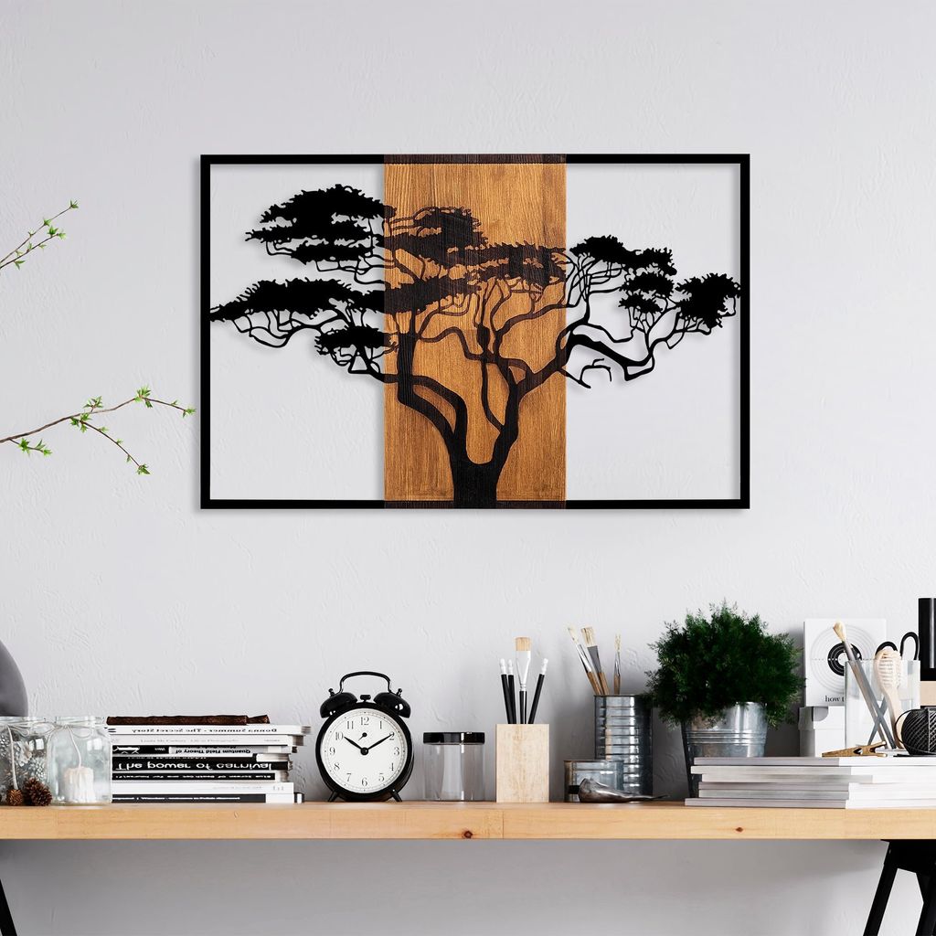 Wallity, Acacia Tree - 388, Wanddeko, Nussbaum, Metall, 90 Produktbild 