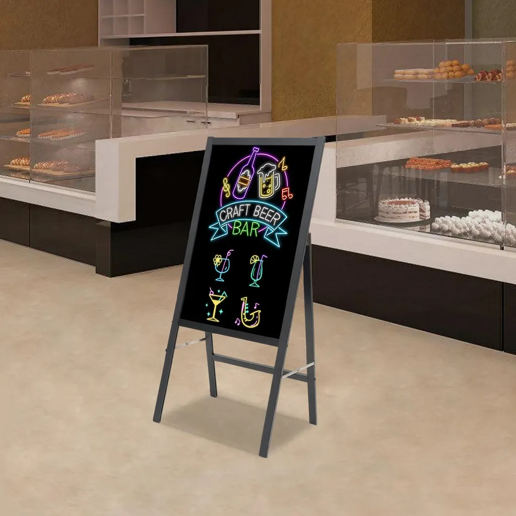 Tableau de menu LED noir 40x60cm pour restaurant et commerce pro