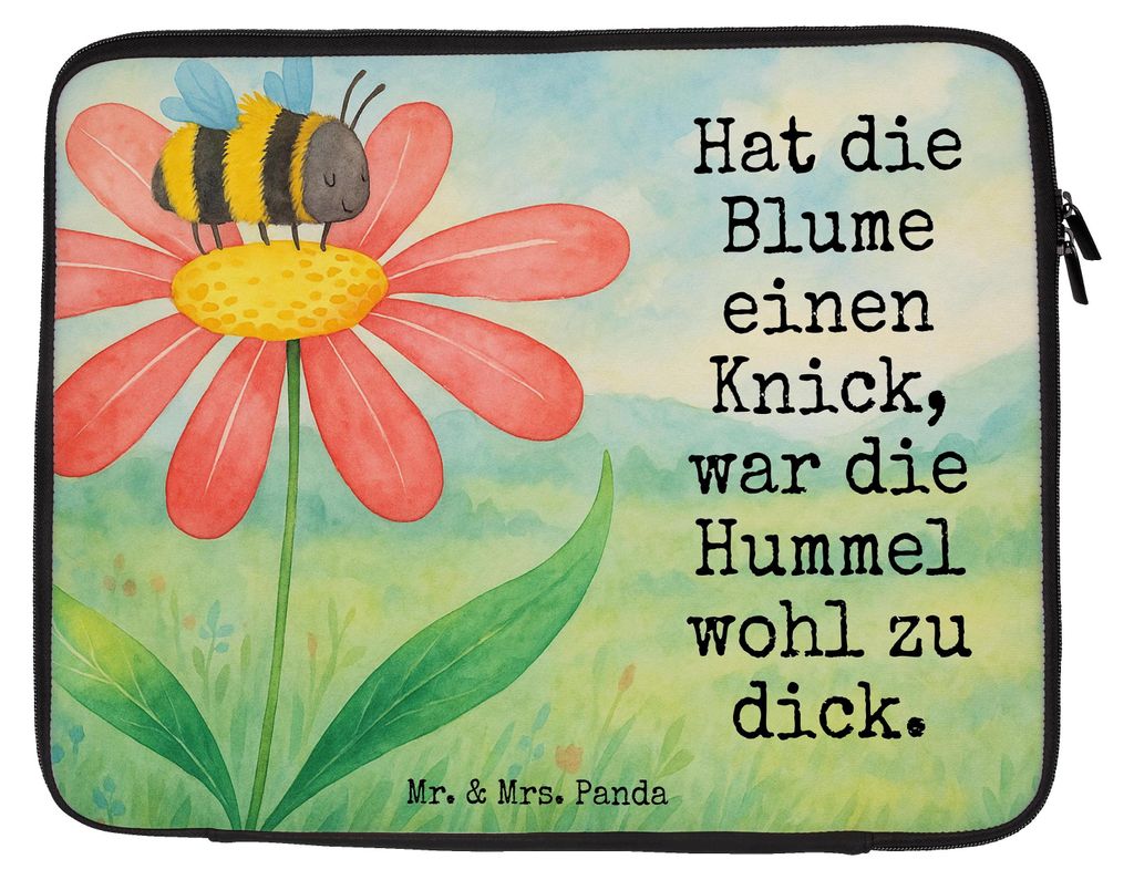 Mr. & Mrs. Panda Laptop Hülle Hummel Blume Design 20 x 28 cm - Weiß - Geschenk, Feld, Laptoptasche, Hummeln, Biene, Tasche, Lustige Sprüche, Lap...
