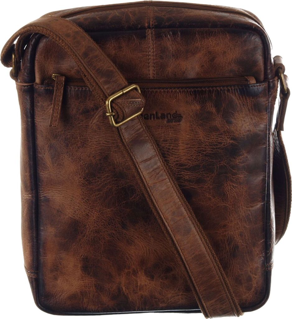 GreenLand Nature Leder Umhängetasche Schultertasche MASCU & LINE Crossbody Bag Brown braun