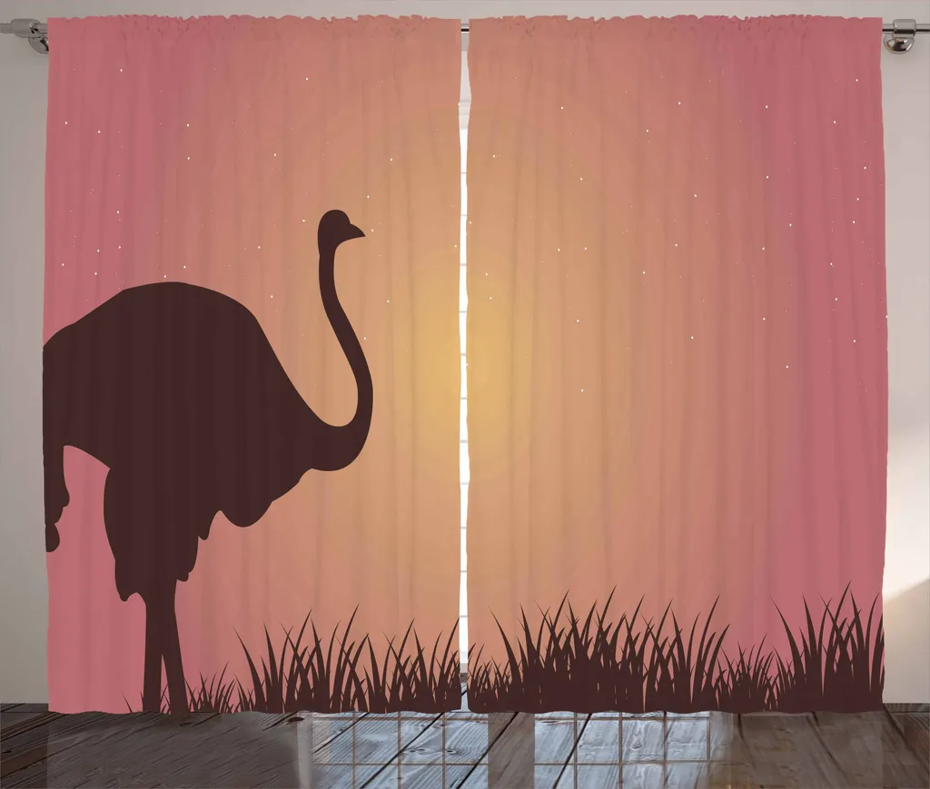 Offerta Tenda ABAKUHAUS 280x175 cm - Uccellini Rosa Melanzana