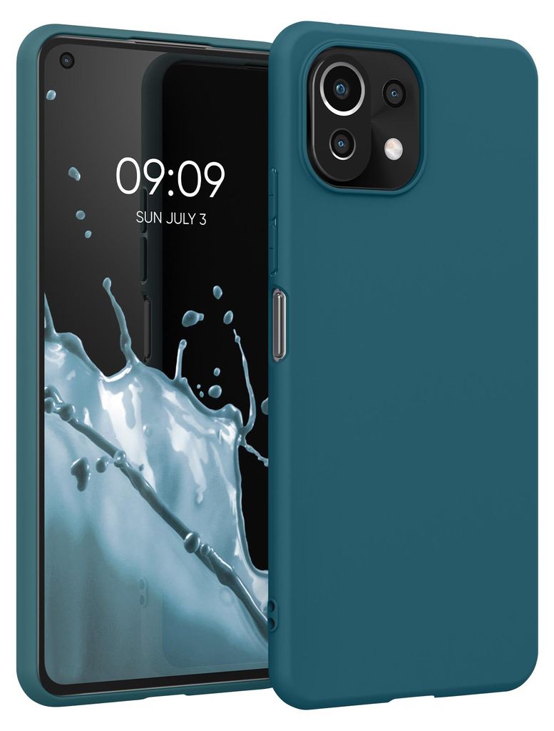 kwmobile Handyhülle für Xiaomi 11 Lite (5G) NE / Mi 11 Lite (5G) Hülle - TPU Case - Kabelloses Laden - Schutzhülle Cover in Petrol matt