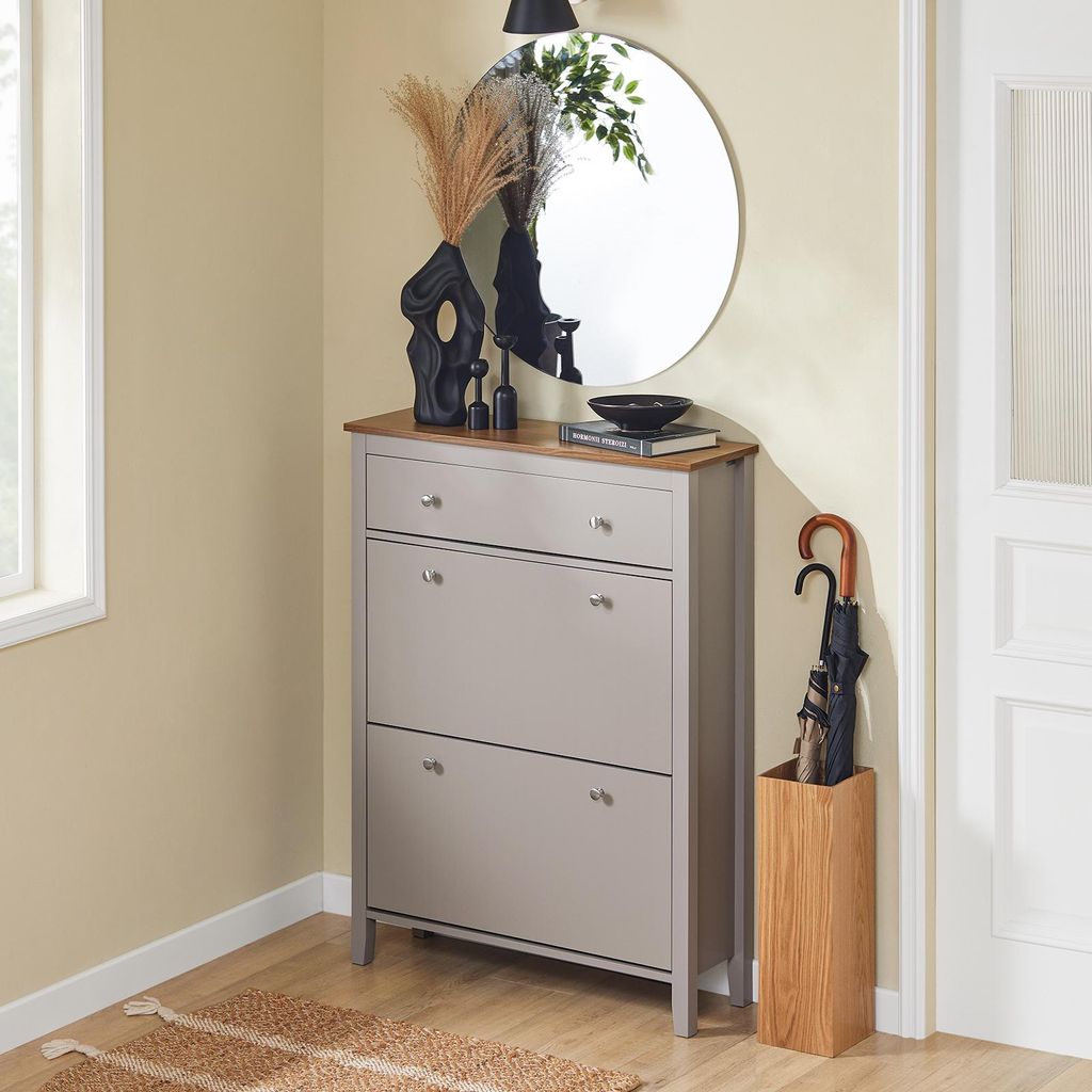 SoBuy Schuhschrank Aufbewahrungsmöbel Grau Skandinavisch FSR89-KA