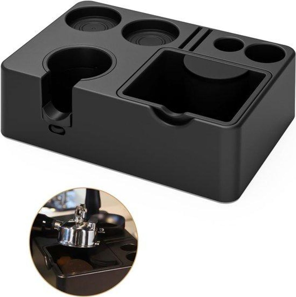 Espresso-Organizer mit 10 Funktionen - Entfernbare Knock Box und Tamping Station - für Portafilter 51/54/58MM, Tamper und Distributor