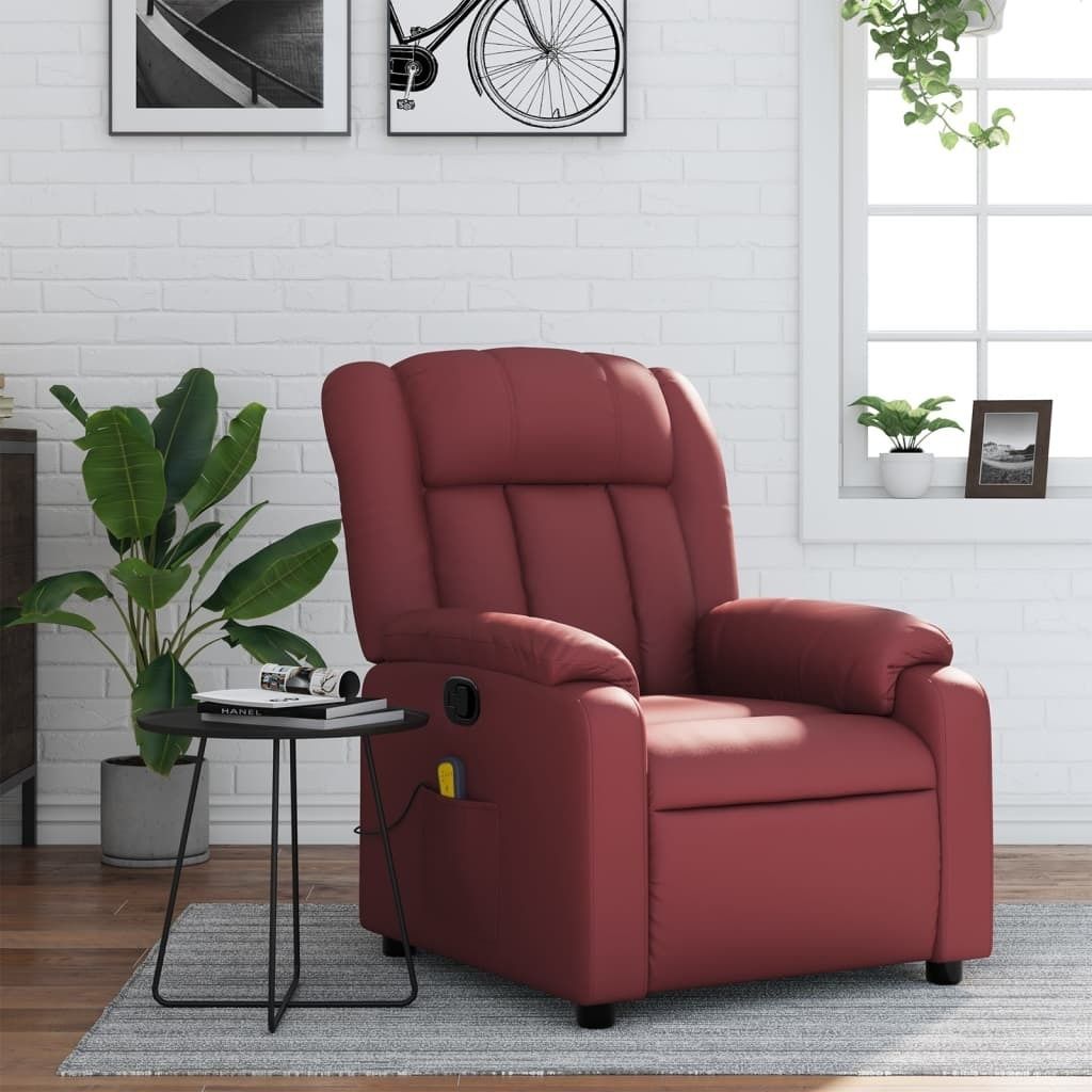 "im Angebot" Massagesessel Weinrot Kunstleder - Fernseh- & Relaxsessel CC17169
