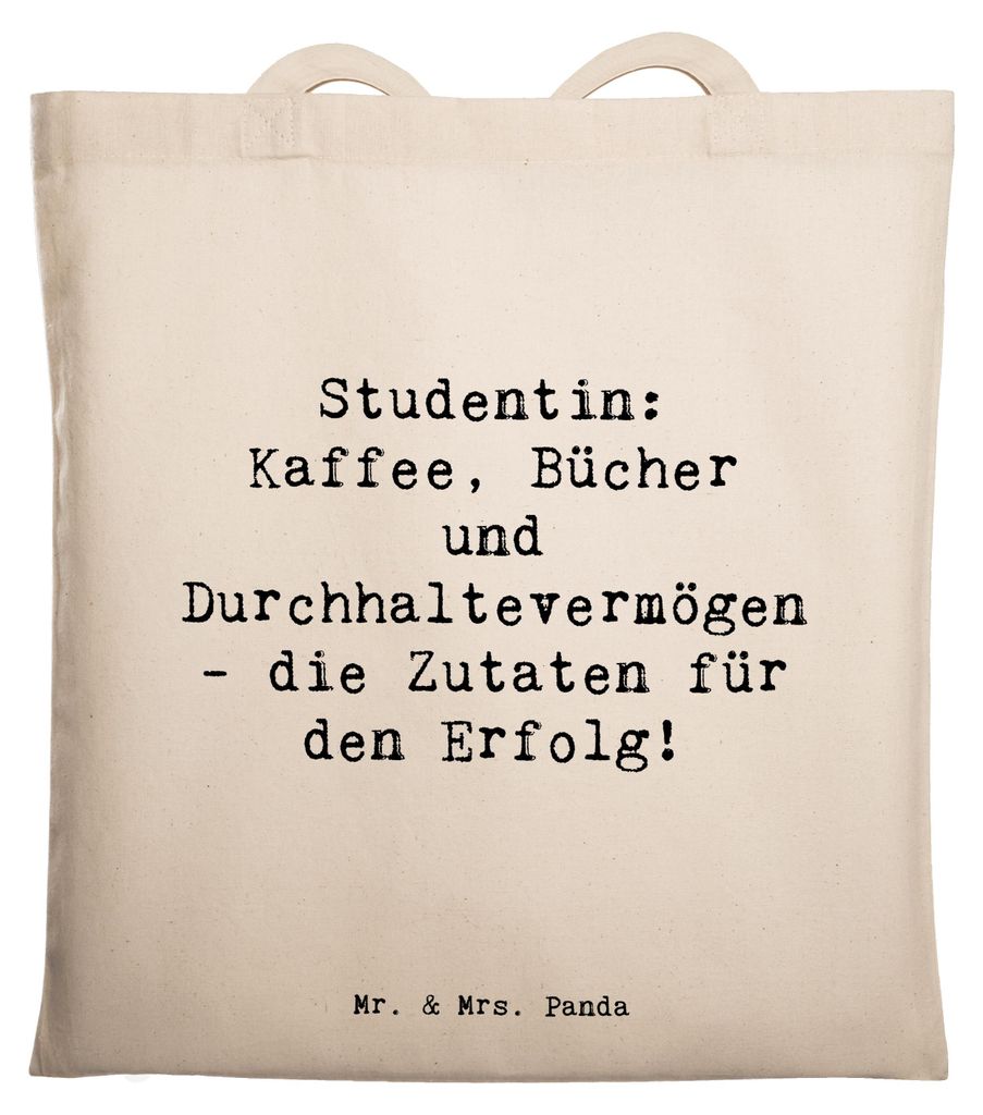 Mr. & Mrs. Panda Stoffbeutel Spruch Studentin Erfolg - Transparent - Geschenk, Tasche, Tote Bag, Geschenke mit Herz, Studium, Berufsgestaltung, Hoc...