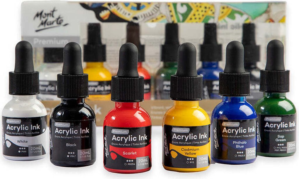 Mont Marte Acryl Tinte - Acryl Color Ink, 6 x 20 ml, Produktbild 