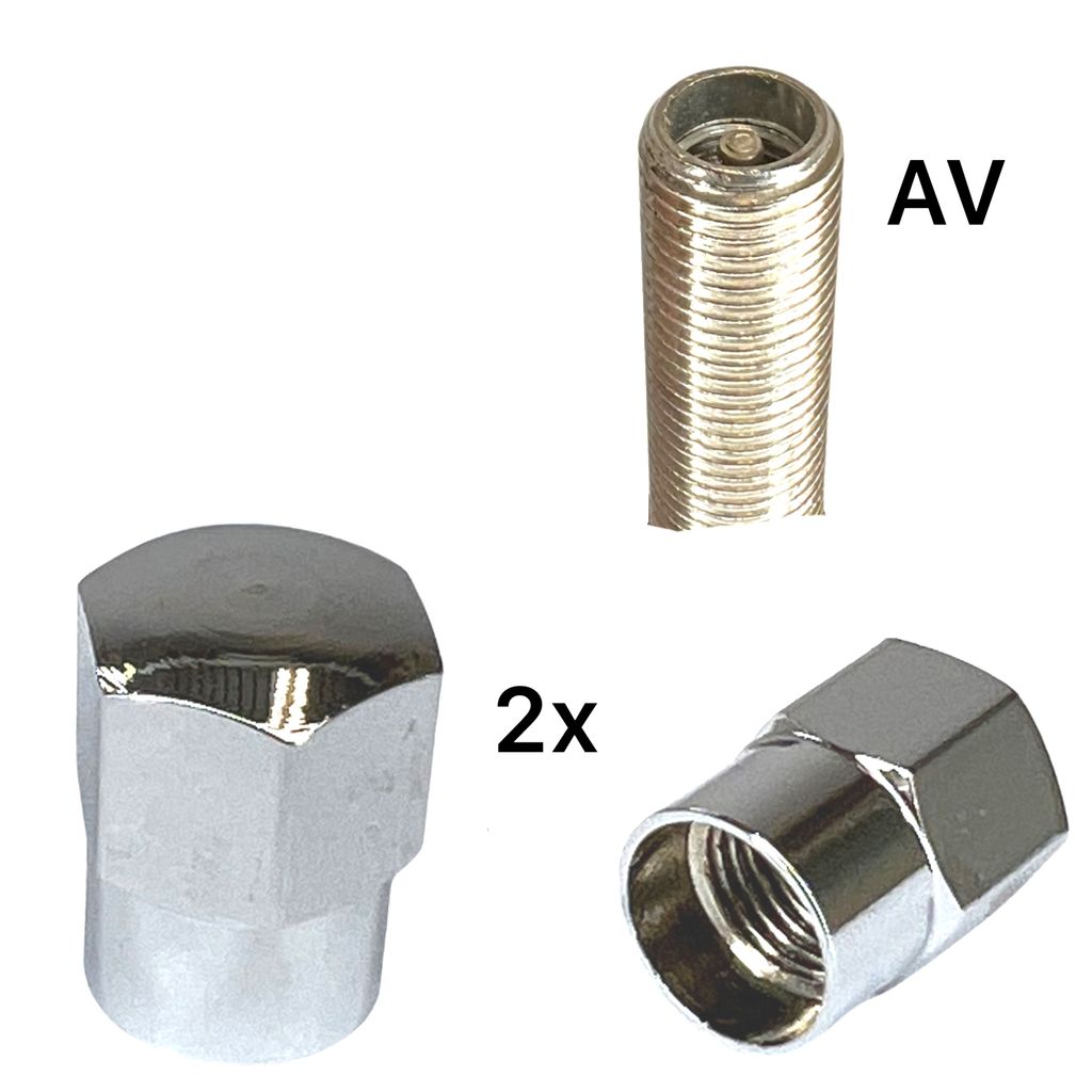 2x Alu Ventilkappen AV Auto Ventil Chrom