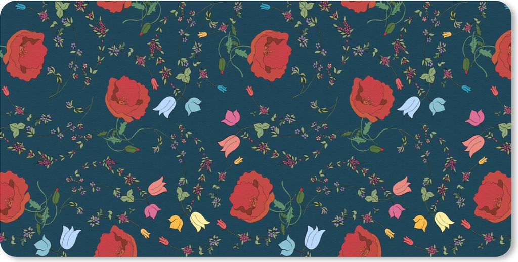 MuchoWow Mauspad Mousepad Regenbogen - Blumen - Design 60x30 cm - Mousepads - Maus Mat - Pad - Mausunterlage - Nachhaltig
