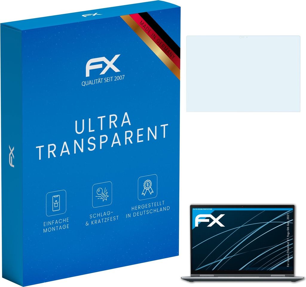 atFoliX FX-Clear 2x Schutzfolie kompatibel mit Lenovo ThinkPad X1 Yoga (6th Gen. 2021) Displayschutzfolie