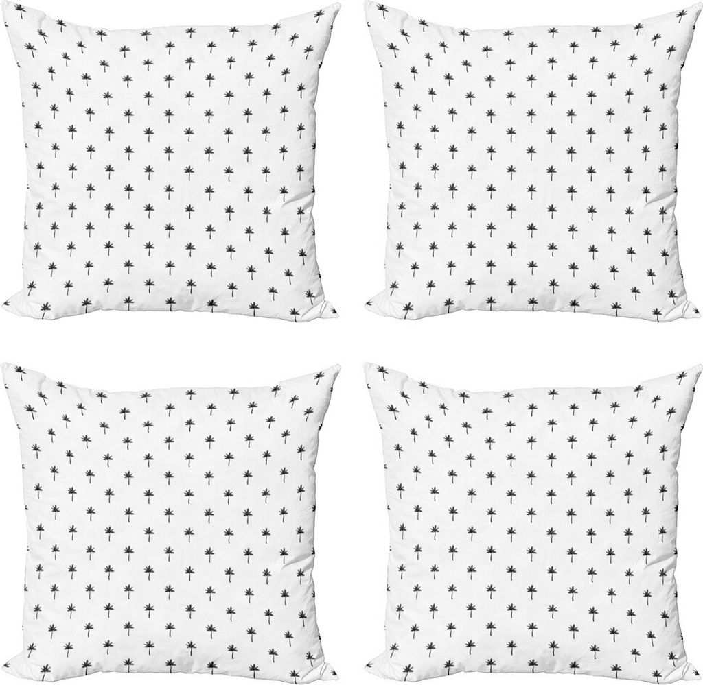 ABAKUHAUS Tropisch Kissenbezug Set (4 Stück), Minimalist Leafage Entwurf, Moderner Doppelseitiger Digitaldruck, 40 cm x 40 cm, Schwarz und weiß