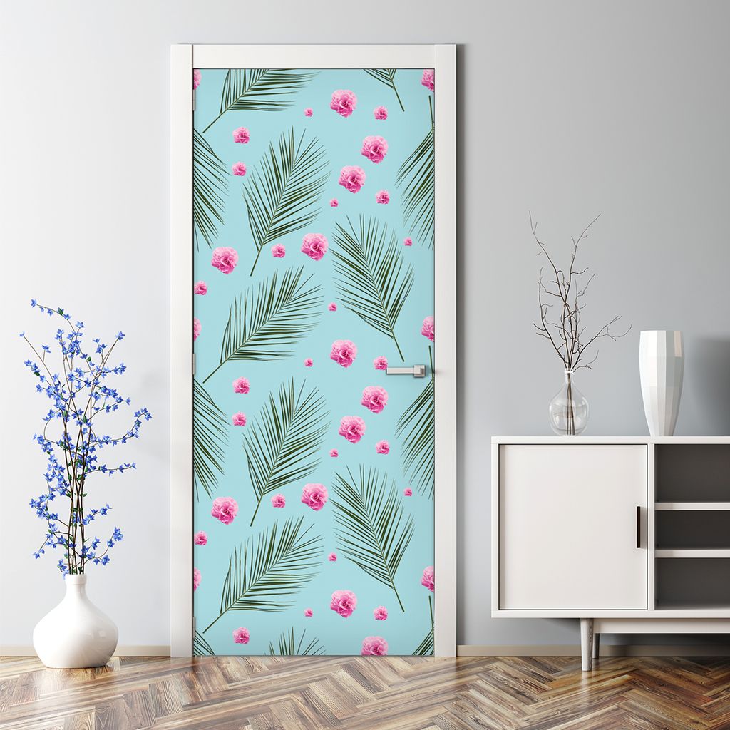 Dekorative Türtapete Wandtapete selbstklebend Türaufkleber Aufkleber Hawaii Blumen 77 x 200 cm