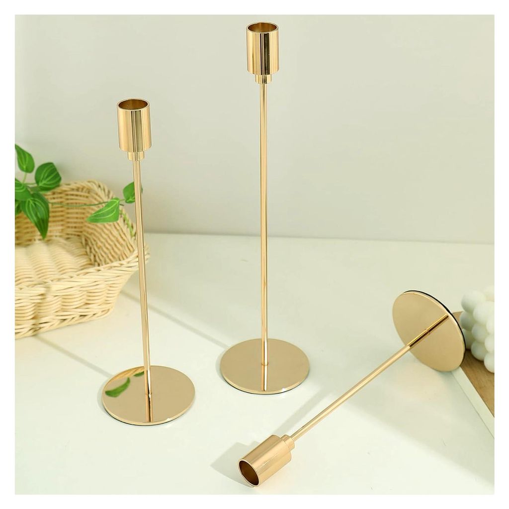 Kerzenständer Set 3 Stück für 20-22mm dekorative Kerzenhalter in Gold