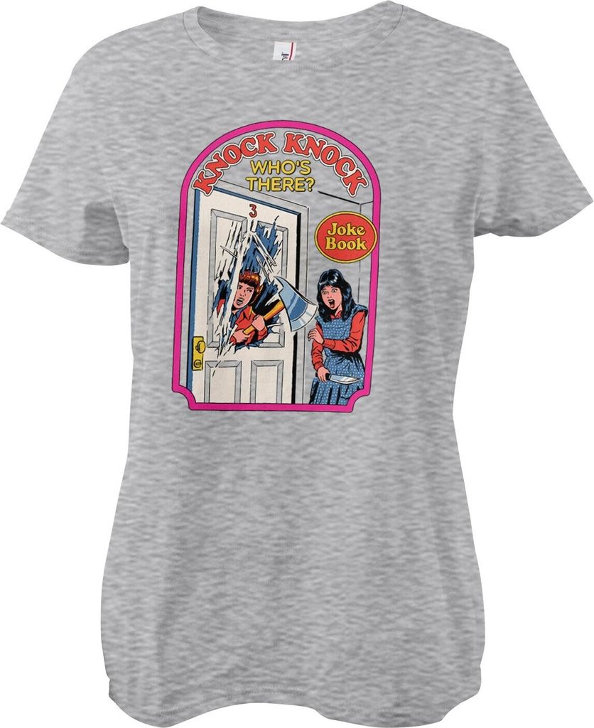 Knock Knock Who's There Girly Tee - Small - HeatherGrey