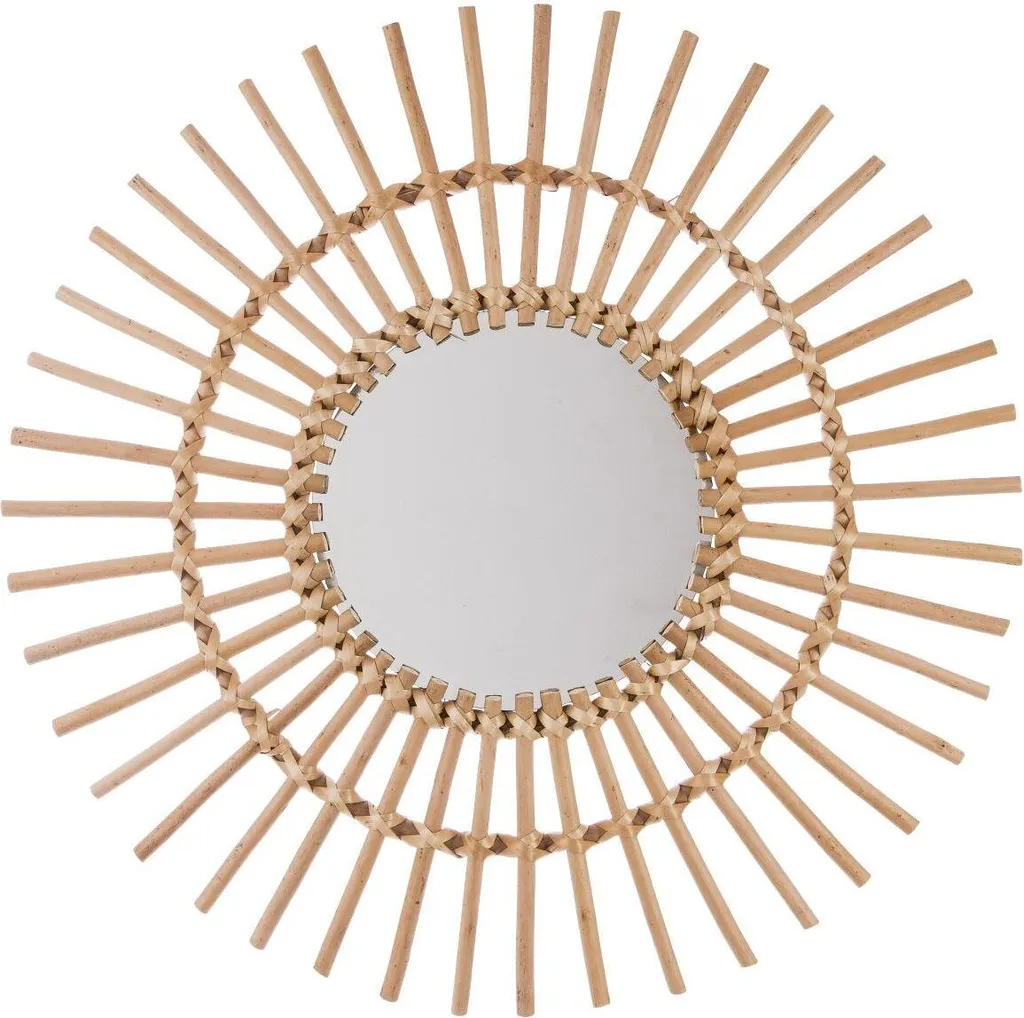 Miroir Soleil Atmosphera en rotin D 58 cm - Décoration murale bohème