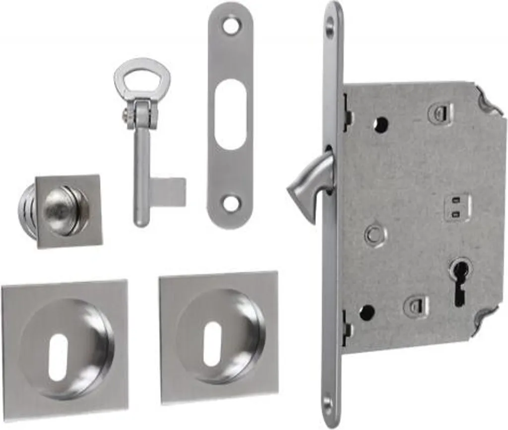 Serrure porte coulissante WK chrome mat contre les blocages et rayures