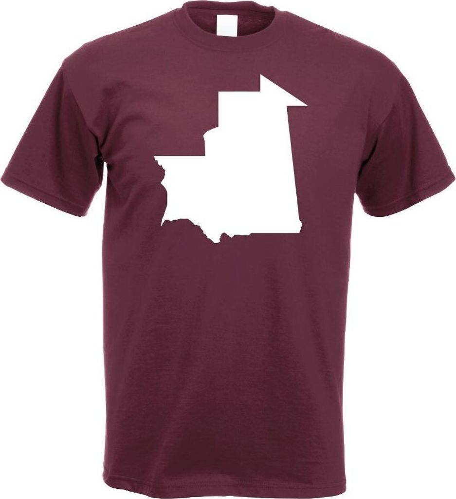Kiwistar - T-Shirt - Burgund - Mauretanien Umriss Kontur Herren Funshirt Bedruckt Design Sprüche Spruch Motive - mit Motiv Bedruckt - Funshirt Des...