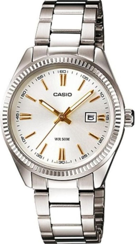 Casio LADY DATE - ARGENTEE, GOLD INDEXES (Ø 30 mm) (Ø 32 mm)