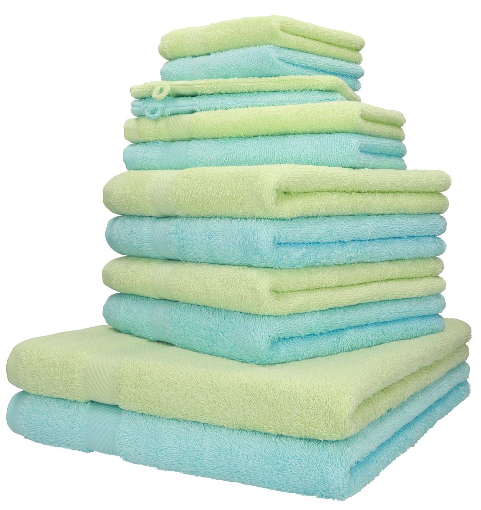 Handtuch-Set CLASSIC 100% Baumwolle apfelgrün & weiß Betz 10-tlg 