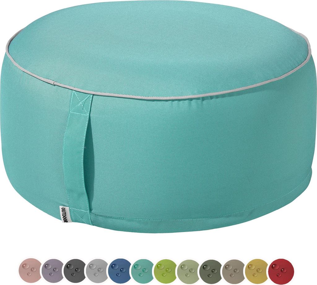 heimtexland Outdoor Pouf Sitzkissen wetterfest Garten Bodenkissen ausblasbar Fußhocker Yoga Lounge Hocker Tisch Party Deko Sitzsack 25x55 Typ551 T...