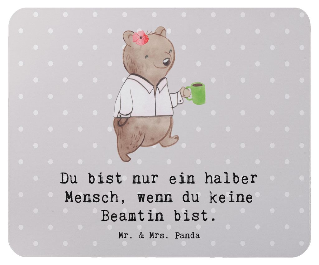 Mr. & Mrs. Panda Mauspad Beamtin Herz - Grau Pastell - Geschenk, pc, Mouse Pad, mausteppich, Beamte, Studium, mousematte, Mousepad, Öffentlicher D...