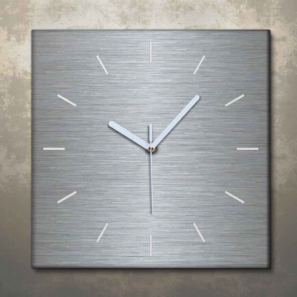 Wohnzimmer Leinwand Uhr Geräuschlos Küche 30x30 Metall, Stahl, Motive, Texture, weiße Zeiger