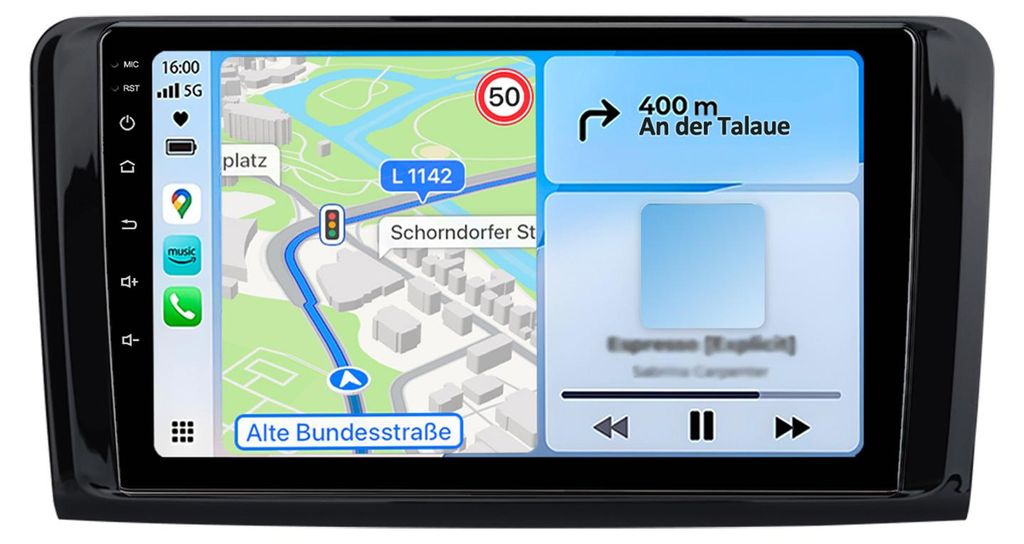 9 Zoll 6+128GB Android Autoradio für Mercedes Benz ML/GL Klasse W164 X164 2005-2012 Wireless CarPlay Android Auto 4G WiFi GPS Navi 8Kern RDS DSP DAB+