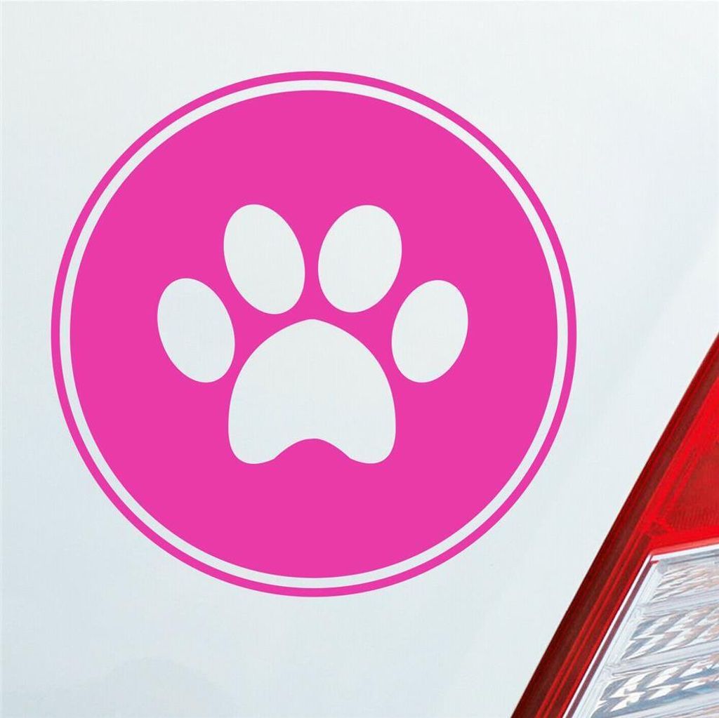 Auto Aufkleber Pfote Paw Dog Hund Tier Haustier Abdruck 10x10 cm Pink Sticker Heckscheibenaufkleber