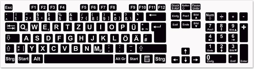 Tastaturaufkleber Deutsch I Schwarze Tastaturaufkleber mit Produktbild 