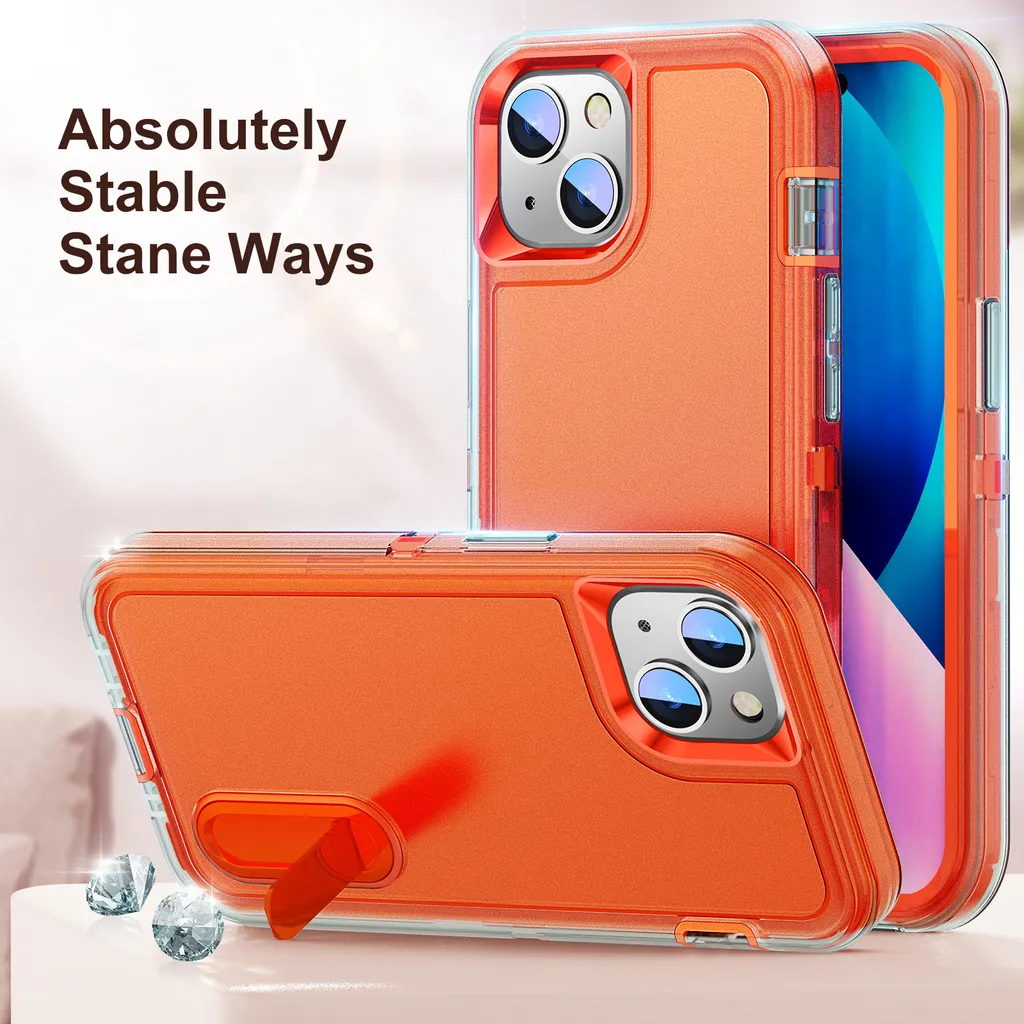 YmhxcY Custodia protettiva per iPhone 14/iPhone 13, 3 in 1, super resistente, protezione dagli urti, antipolvere, super robusta, progettata per iPhone 14/ iPhone 13 da 6,1 pollici, colore nero