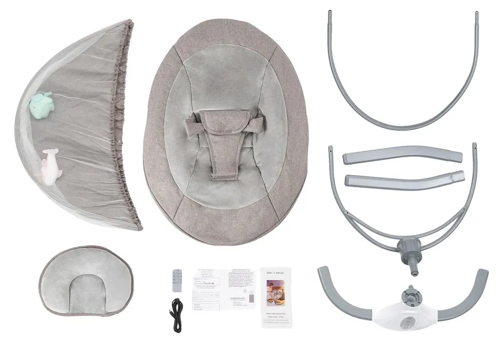 Berceau électrique gris 4 vitesses idéal pour endormir bébé sans effort