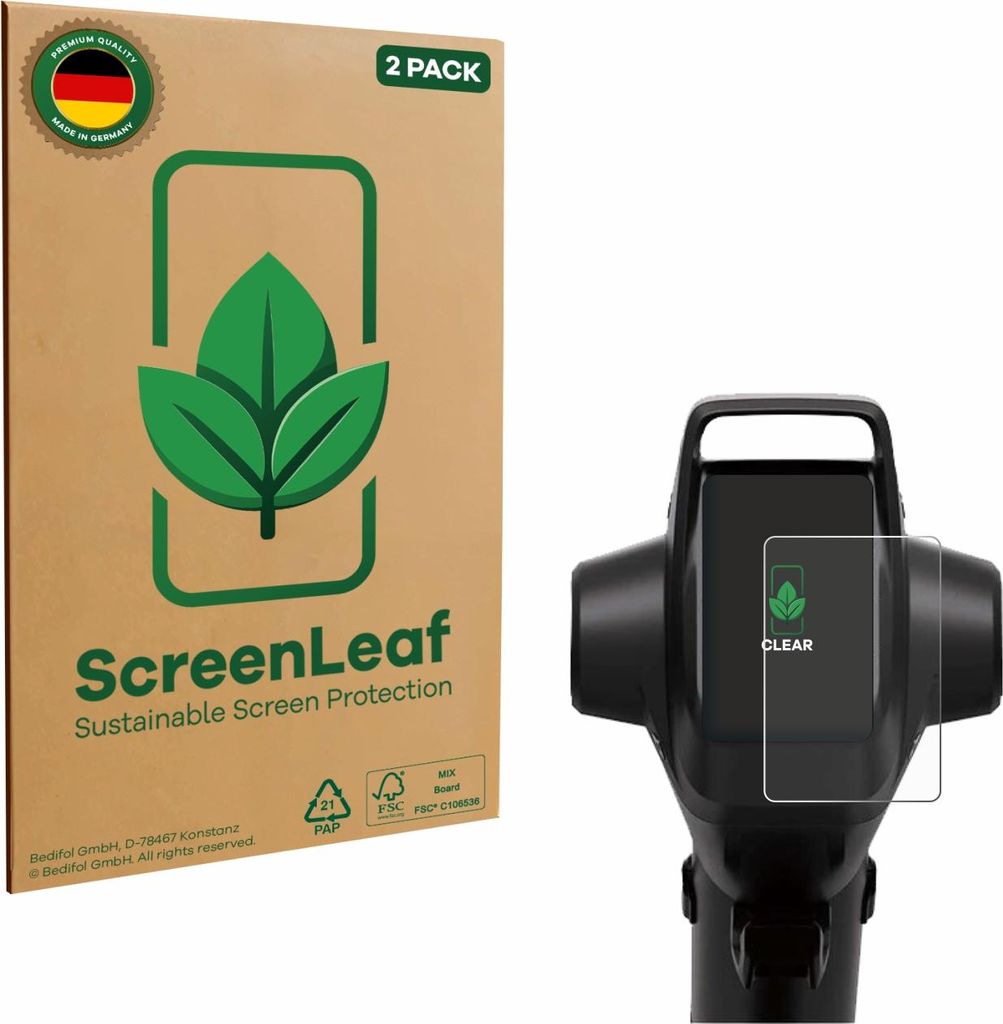 2x ScreenLeaf Schutzfolie für Segway GT3 Pro nachhaltiger Displayschutz Display Schutz Folie Klar Transparent