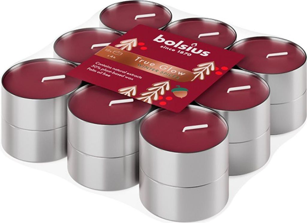 Kerze Bolsius Starlight Wintergewürz, Weihnachten, weinrot, Produktbild 