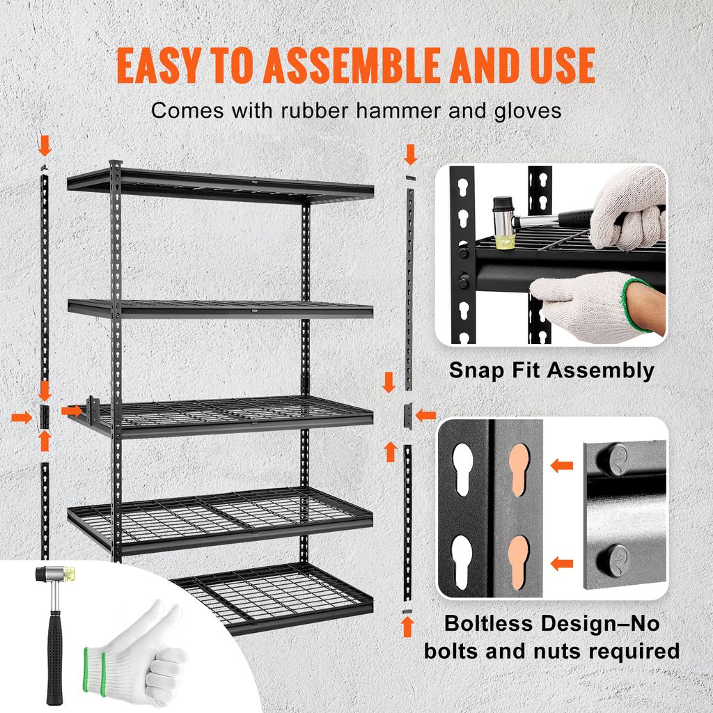 Scaffale Regolabile Garage Scaffale EZPEAKS 4 Ripiani Con Ruote - Acciaio Carbonio 36x14x57.7cm