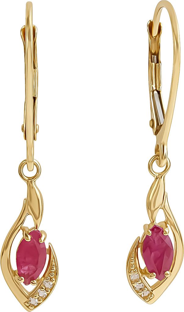 Damen Ohrhänger 375 Gold mit Rubin und Weißtopas Produktbild 