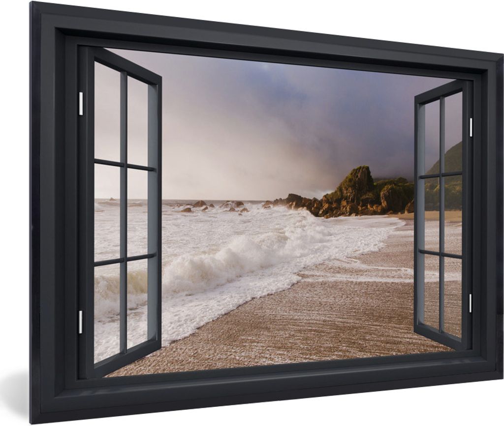 MuchoWow MuchoWow Gerahmtes Poster Aussicht - Meer - Strand 60x40 cm - Poster mit zchwarzem Bilderrahmen - Printing - Wanddeko Schlafzimmer