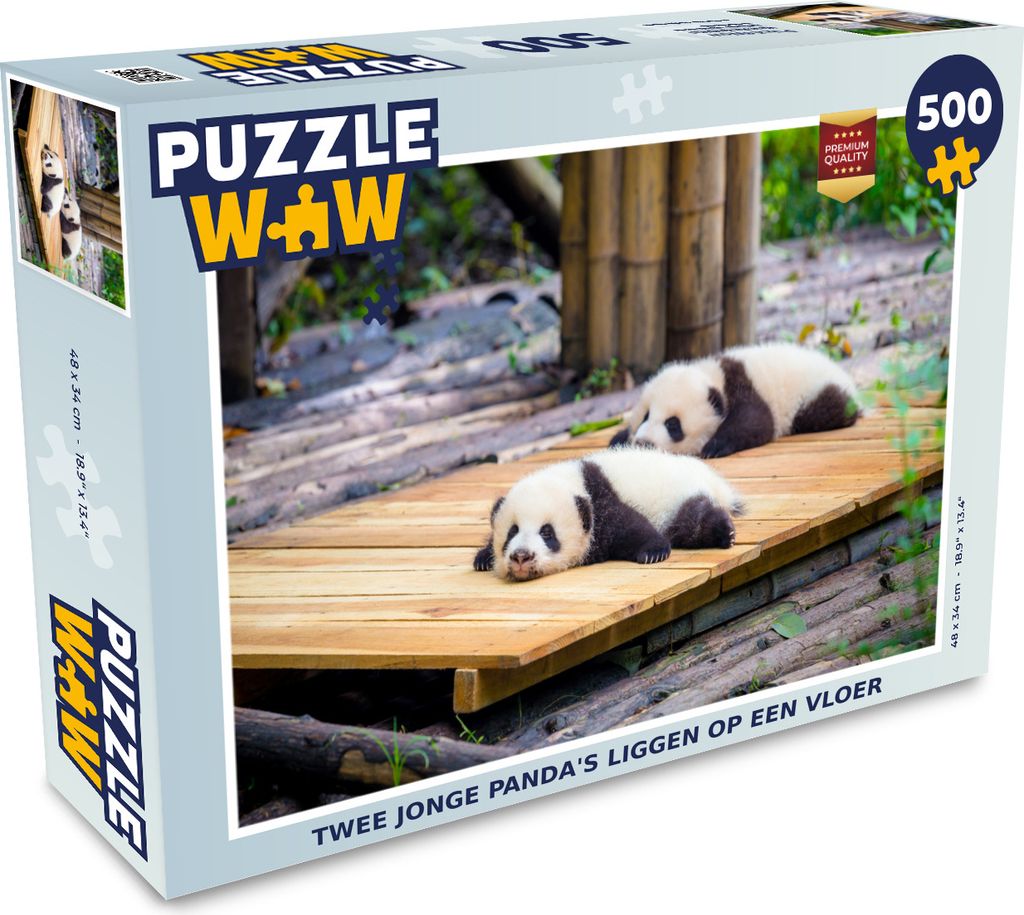 MuchoWow Puzzle 500 Teile Pandas - Boden - Holz - 500 Teile - Kinder - Selberbauen - Puzzlespiele