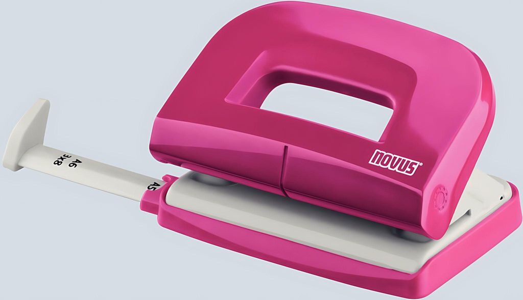 Novus Locher E 210 fresh, bis 10 Blatt fresh pink/grau, Anschlagschiene