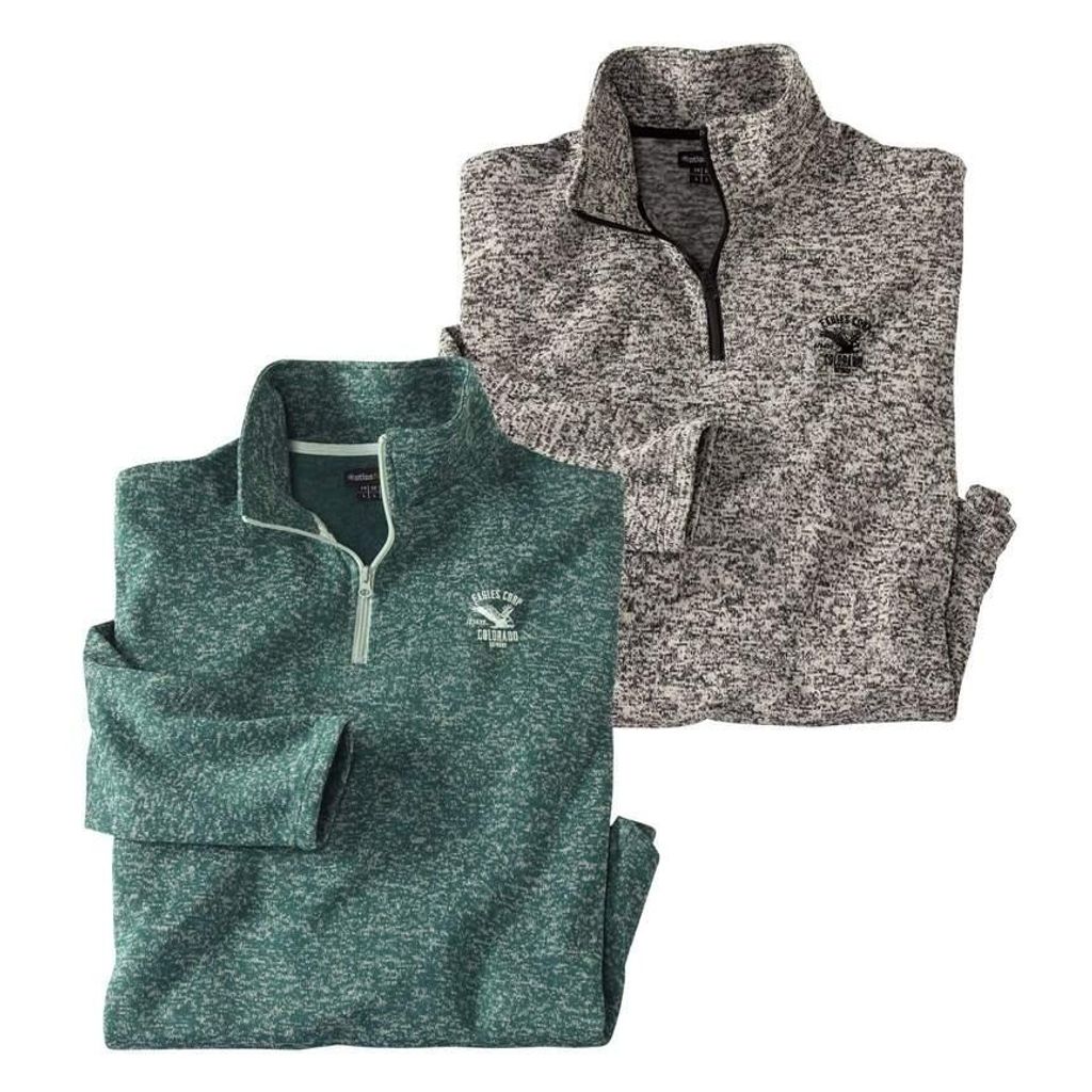 Atlas For Men - Pullover für Herren (2er-Pack) AF1825 (M) (Grün/Grau gesprenkelt)
