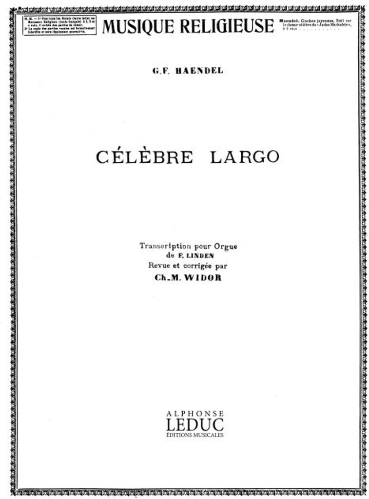Célèbre Largo pour orgue Widor, Charles Marie, ed