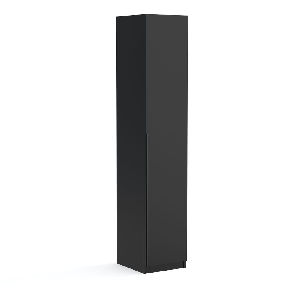 Kleiderschrank, Drehtürenschrank 1-türig, 45cm breit, matt, Pablo schwarz