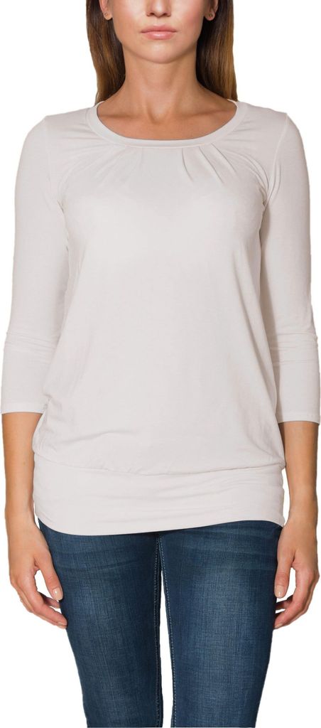 Alkato Damen Viskose Shirt 3/4 Arm Longshirt Top, Farbe: Taupe Beige, Größe: L