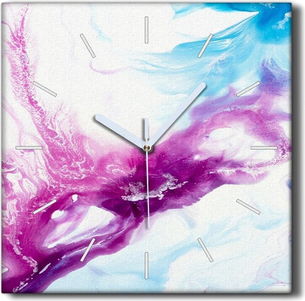 Coloray Hodiny Unikátní 30x30 cm Tiché hodiny Pro obývací pokoj a kuchyň Nástěnné hodiny Plátno Černé ručičky hodin - Mramorová textura